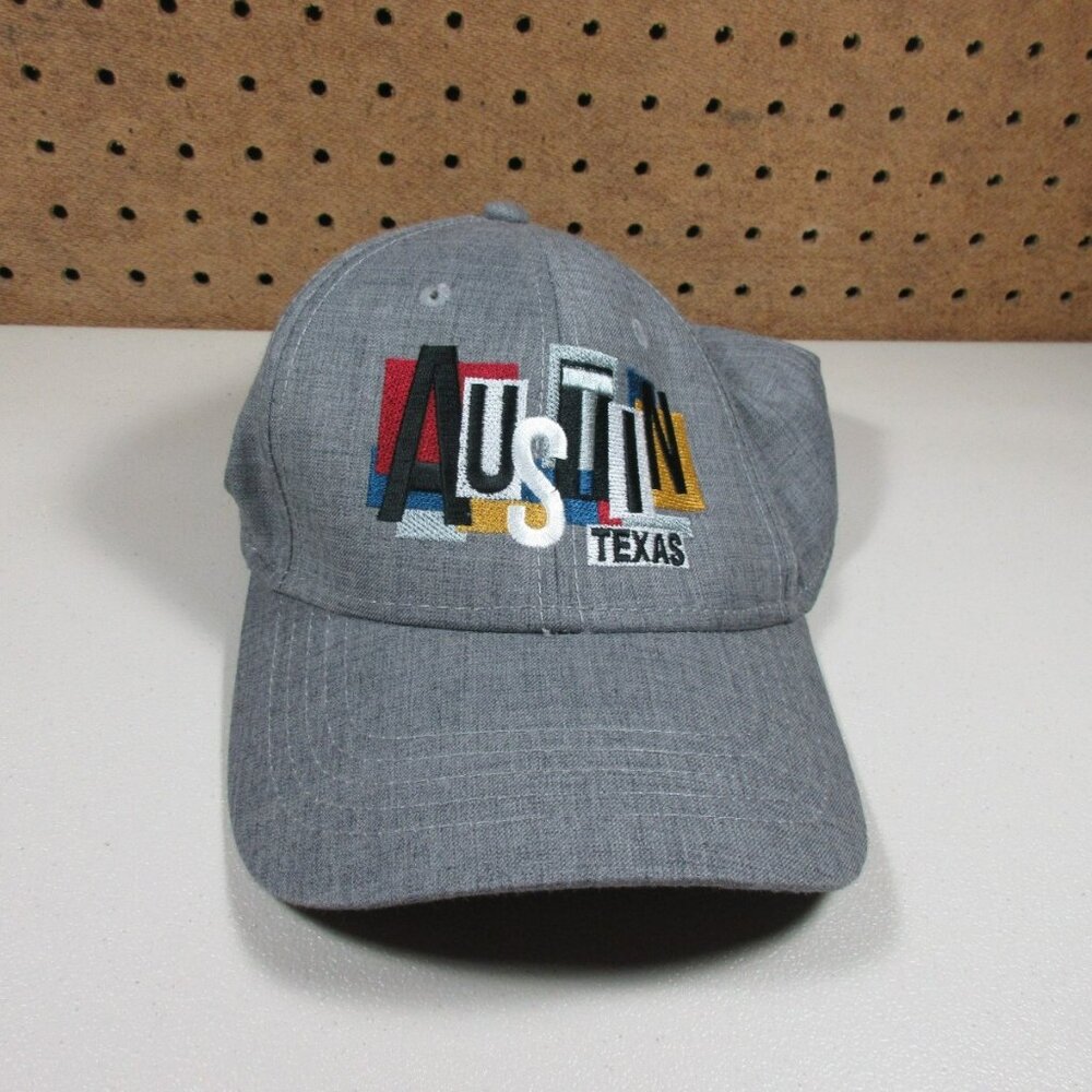 ACE USA mens heathered gray colorful Austin Texas TX strapback hat EUC